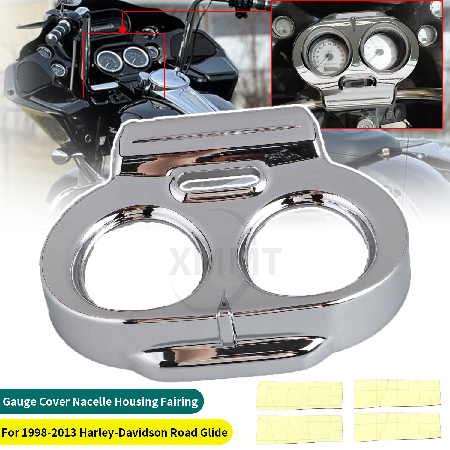 Chrome Gauge Top Cover Nacelle Housing For Harley Road Glide Ultra FLTRU FLTRX