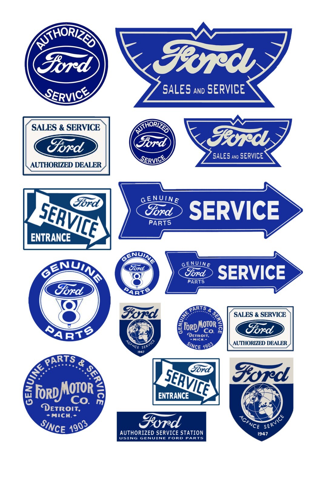 1:25 G scale model vintage Ford car automobile service signs