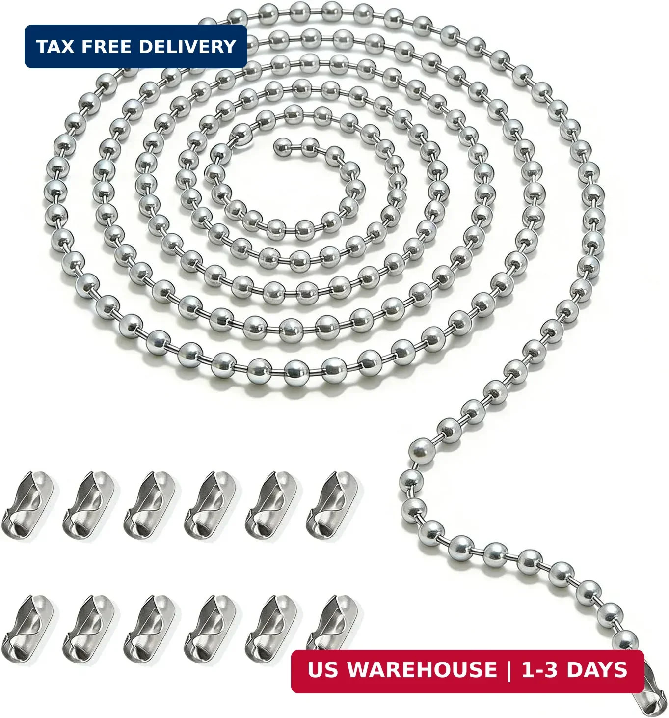 Pull Chain Extension, 120 In Ball Chain With 12 Connetors, Adjustable Length Ce