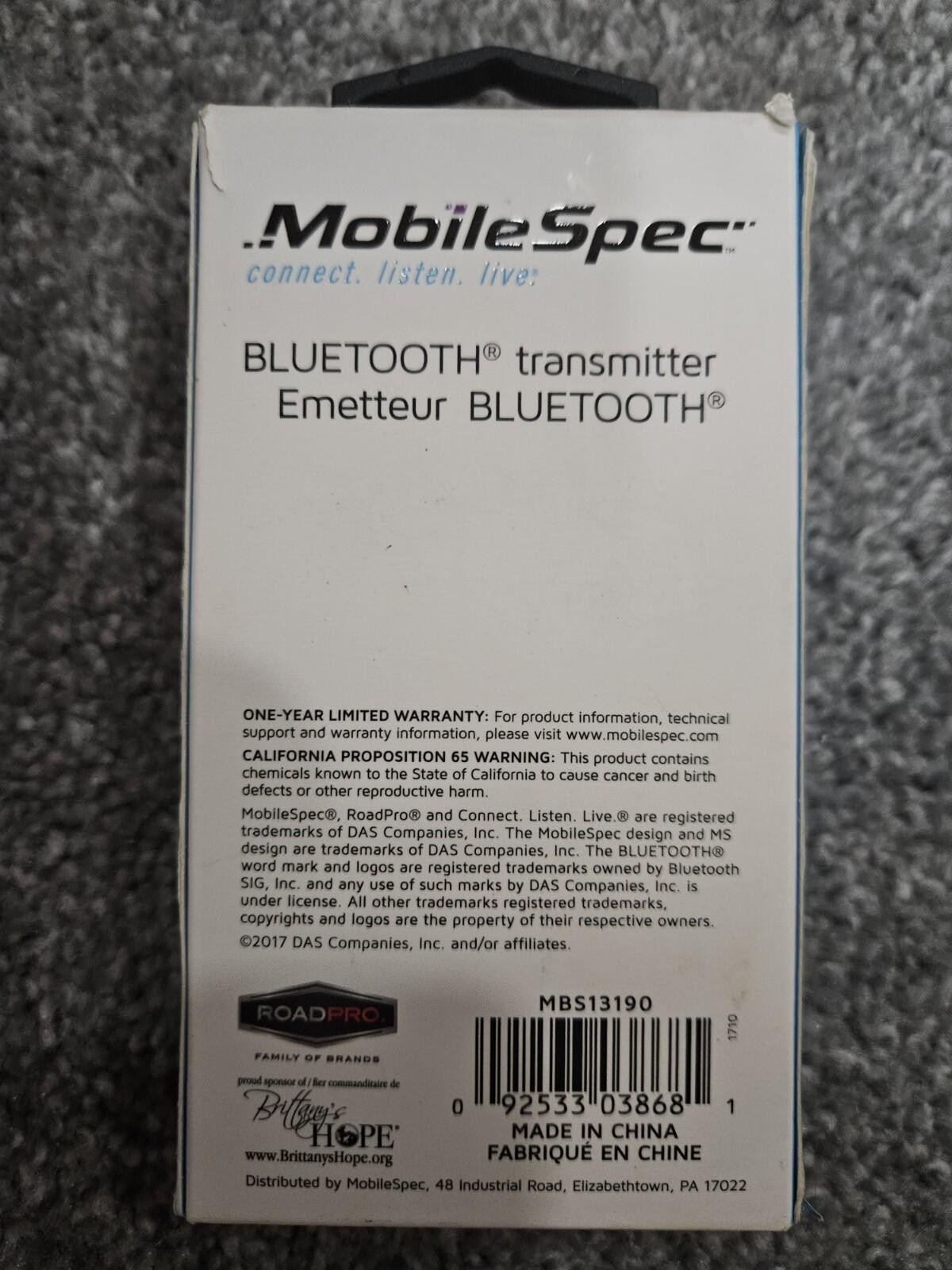 MobileSpec Bluetooth Transmiter Aux To Bluetooth