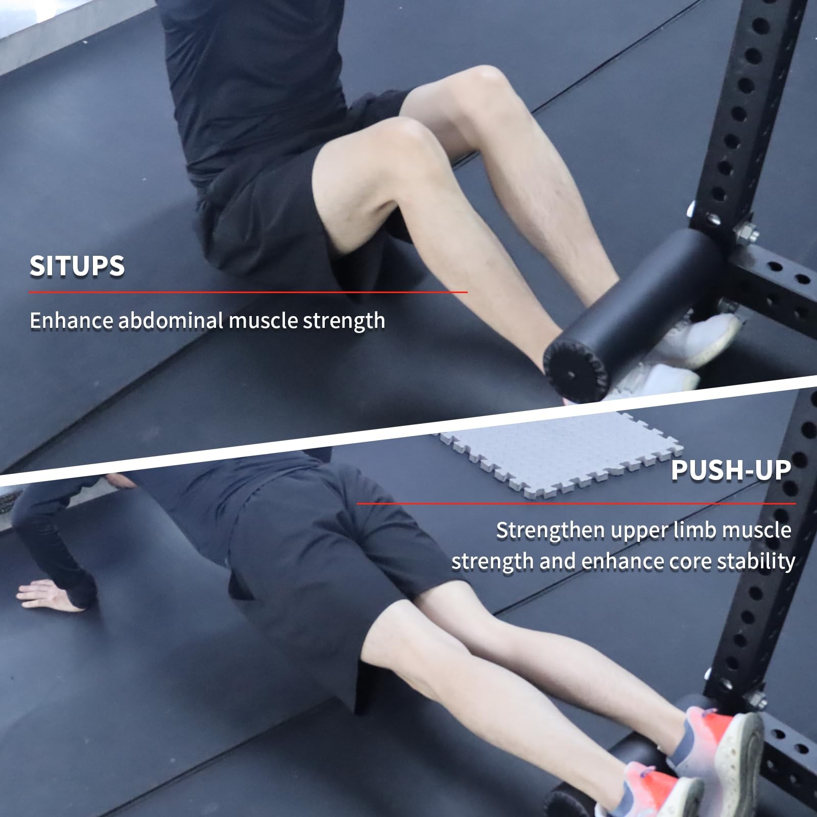 Single Leg Squat Roller/Nordic Hamstring Curl for Power Rack Attachments, Bul...