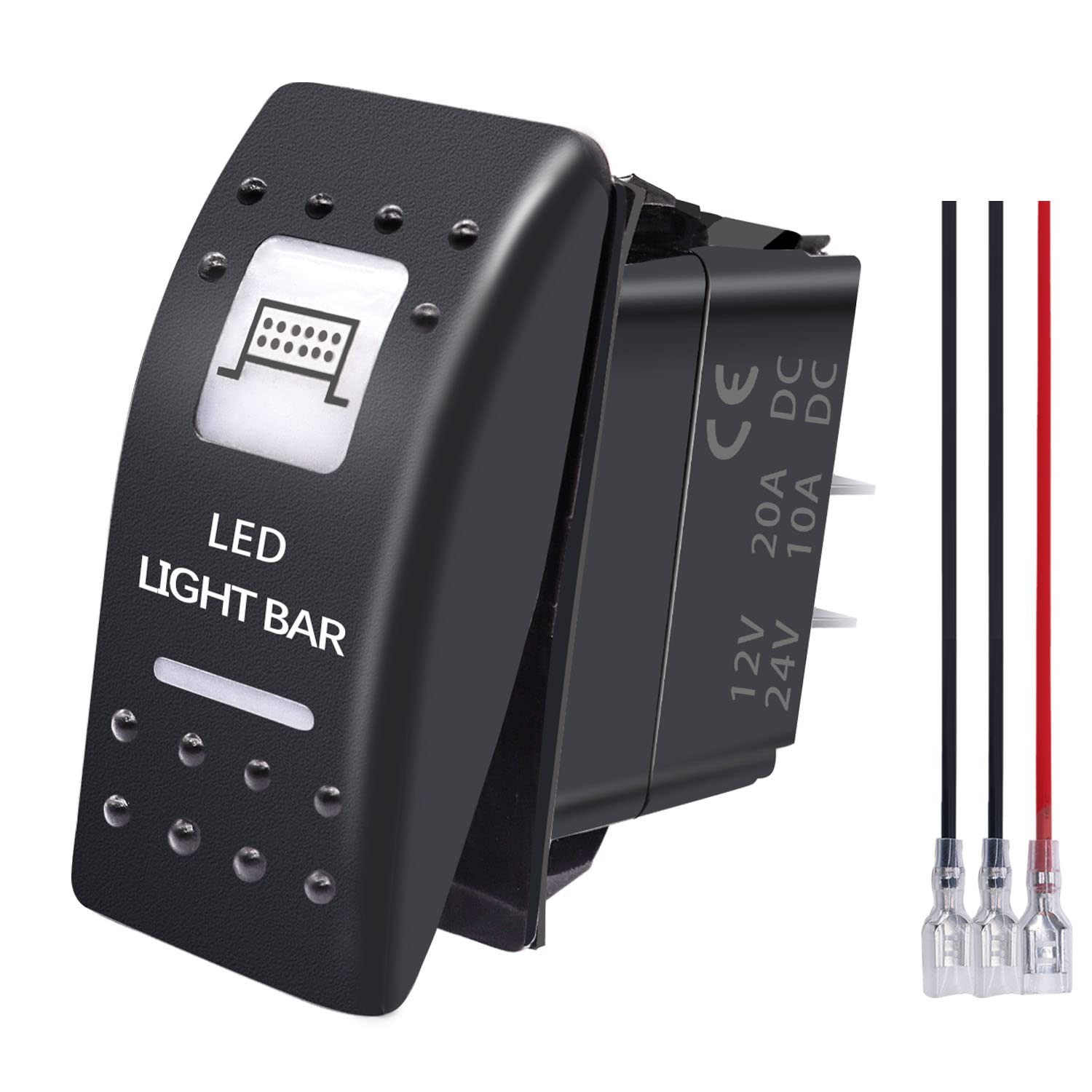 mankk LED Light Bar Rocker Switch 3 Pin On/Off 20A/12V 10A/24V ATV UTV Light ...