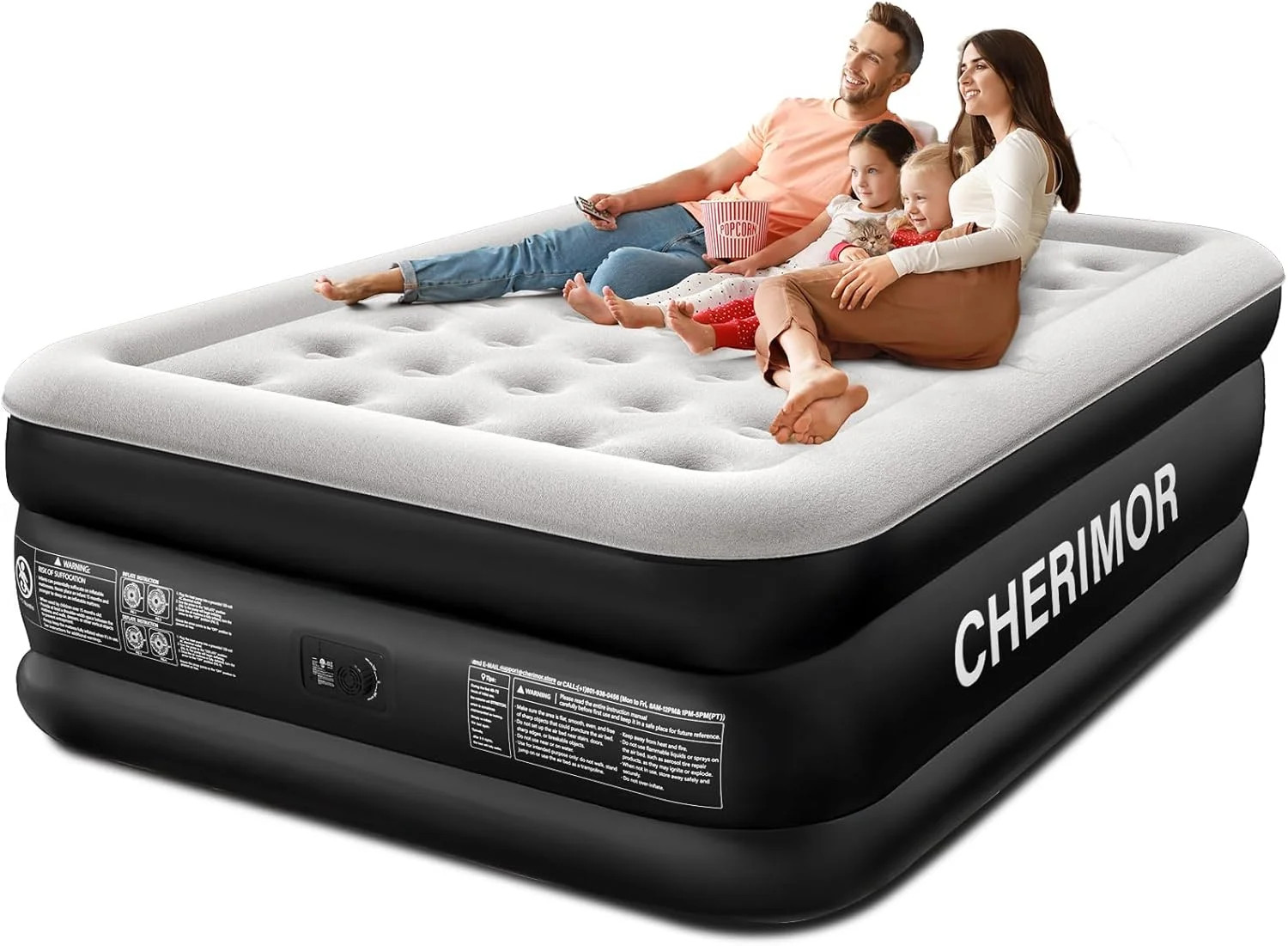 Queen Air Mattress with Built-in Pump, 18" Raised Comfort, 48Hr Leak-Pr