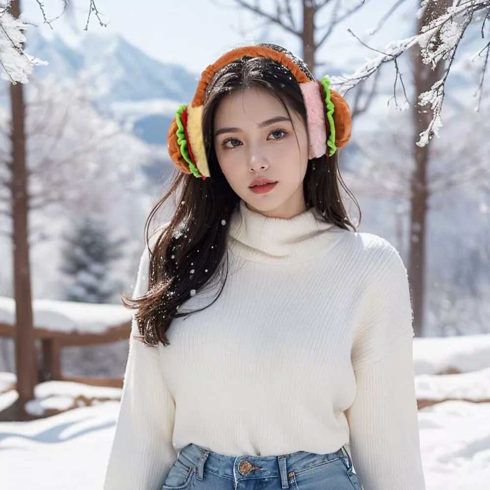 Funny Hamburger Ear Muffs Piggy Bank Adult Novelty Coin Bank Warmer