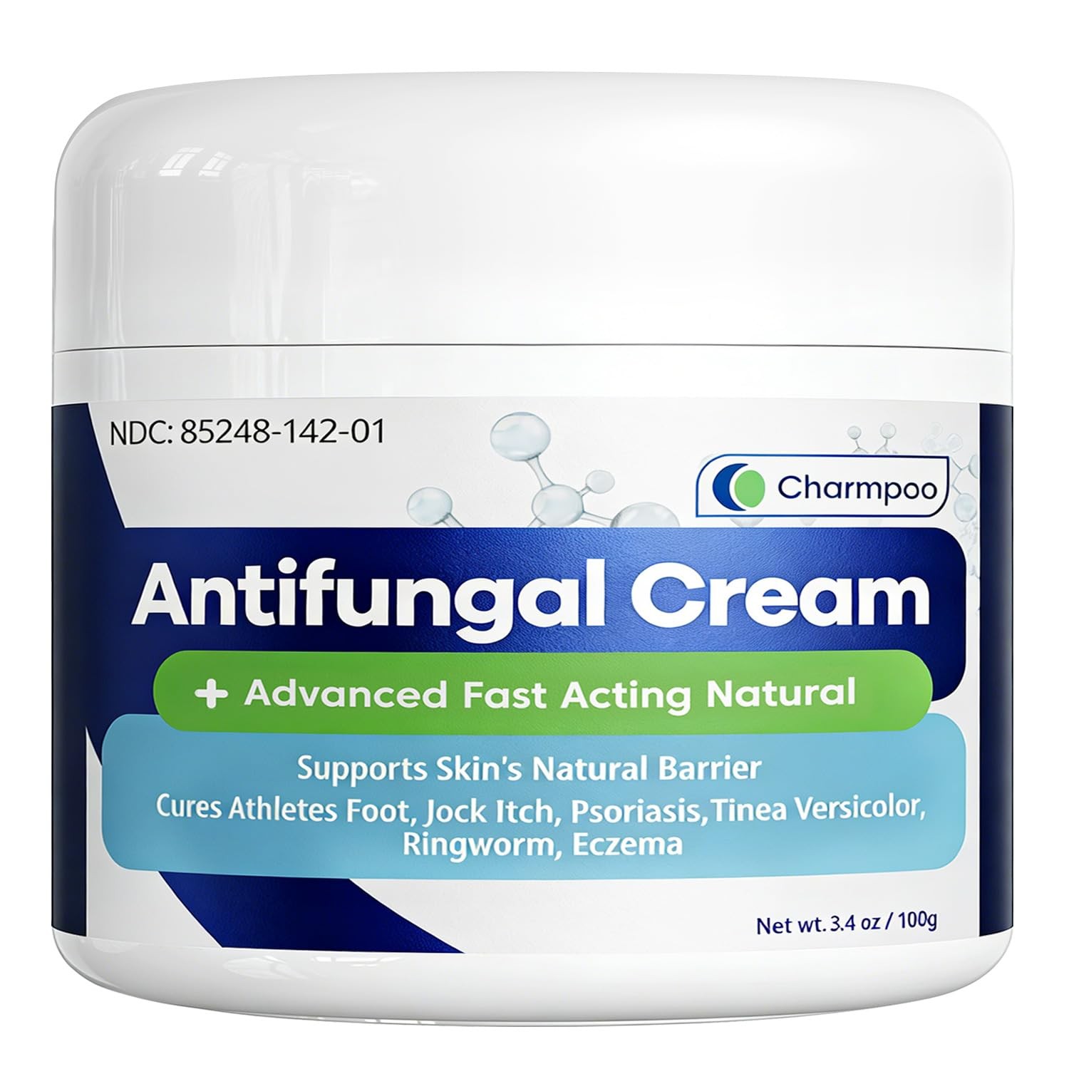 CHARMPOO Antifungal Cream for Jock Itch: 2% Miconazole and Herbal 100, White