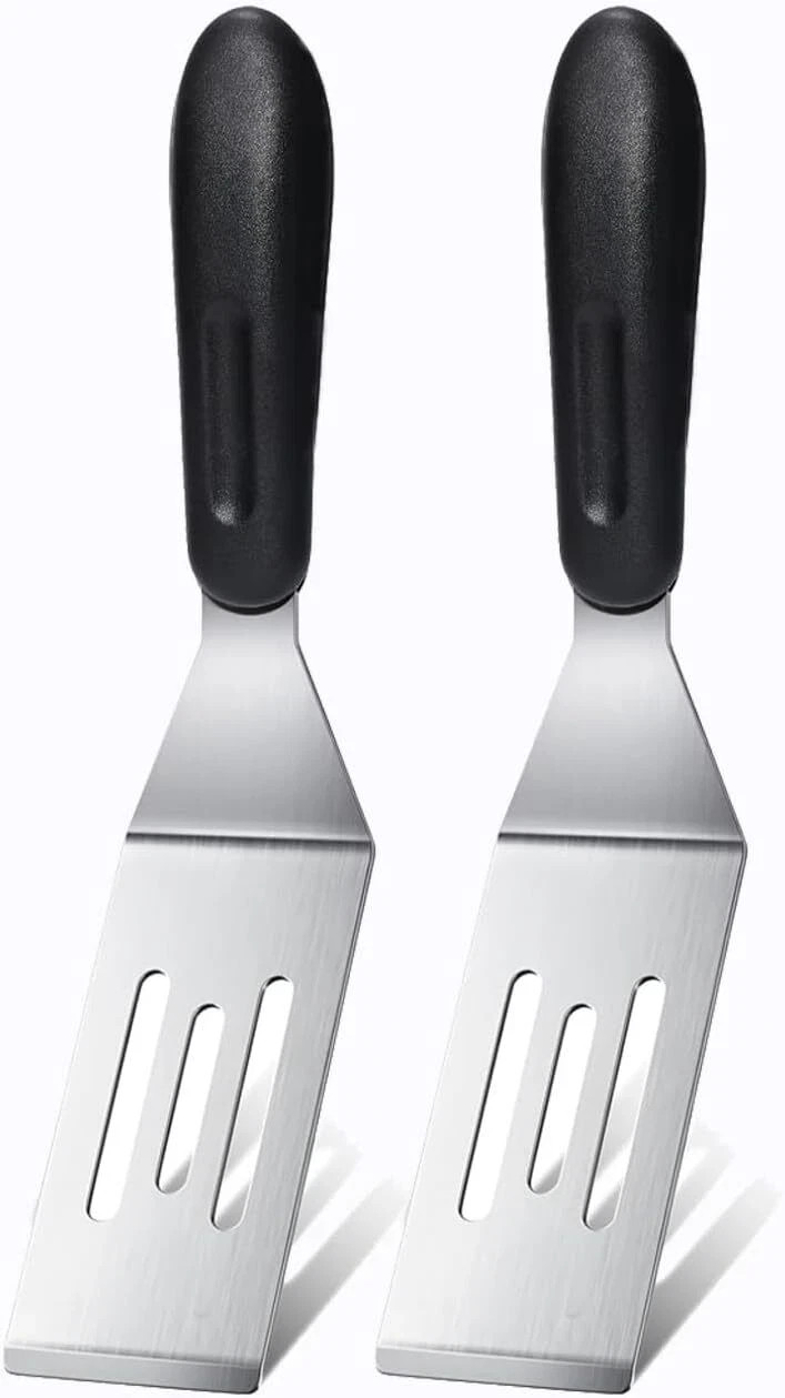 Mini Slotted Spatula Turner 2 Pack Stainless Steel for Cast Iron Skillet Use