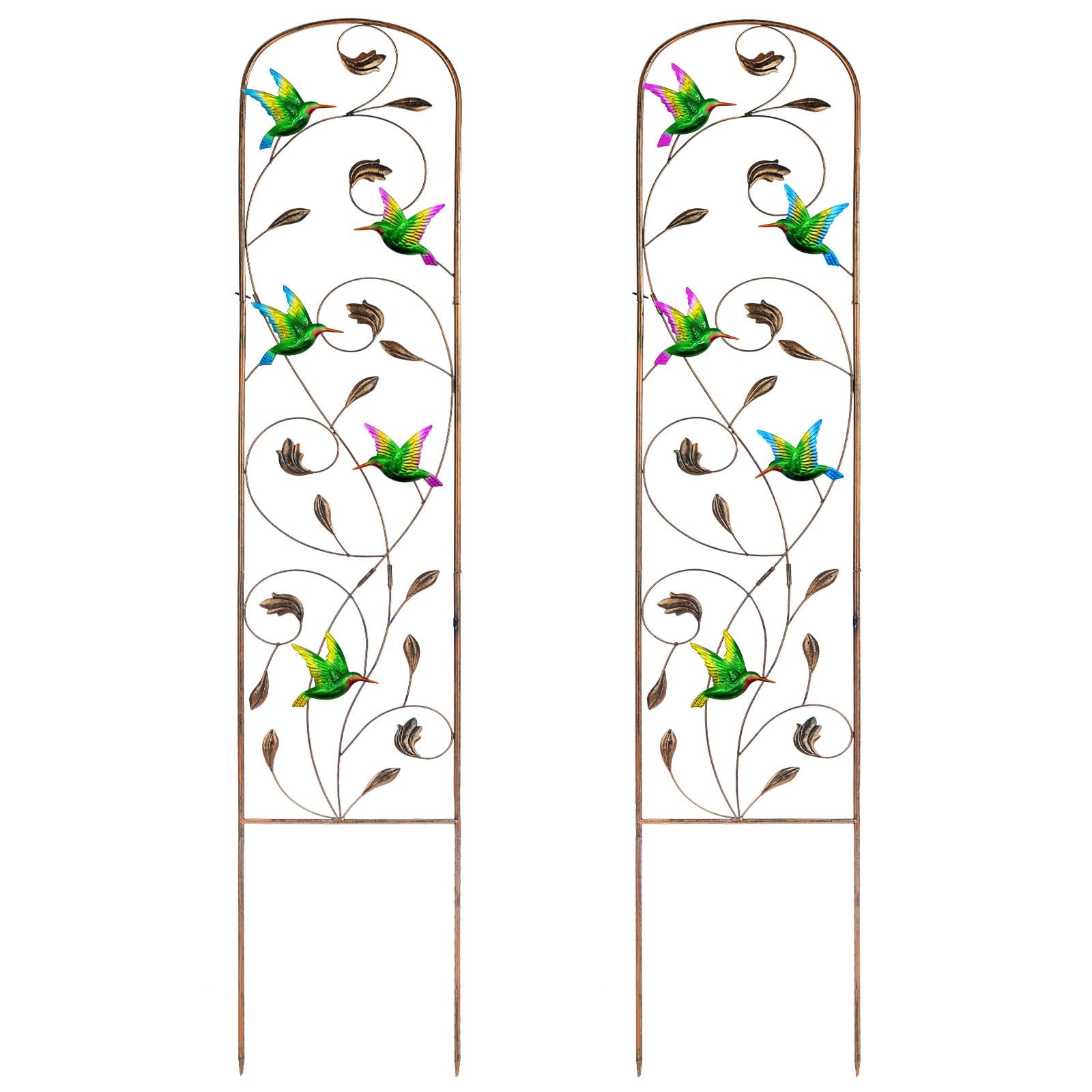 SUNNYPARK Set of 2 Hummingbird Metal Garden Trellis for Climbing