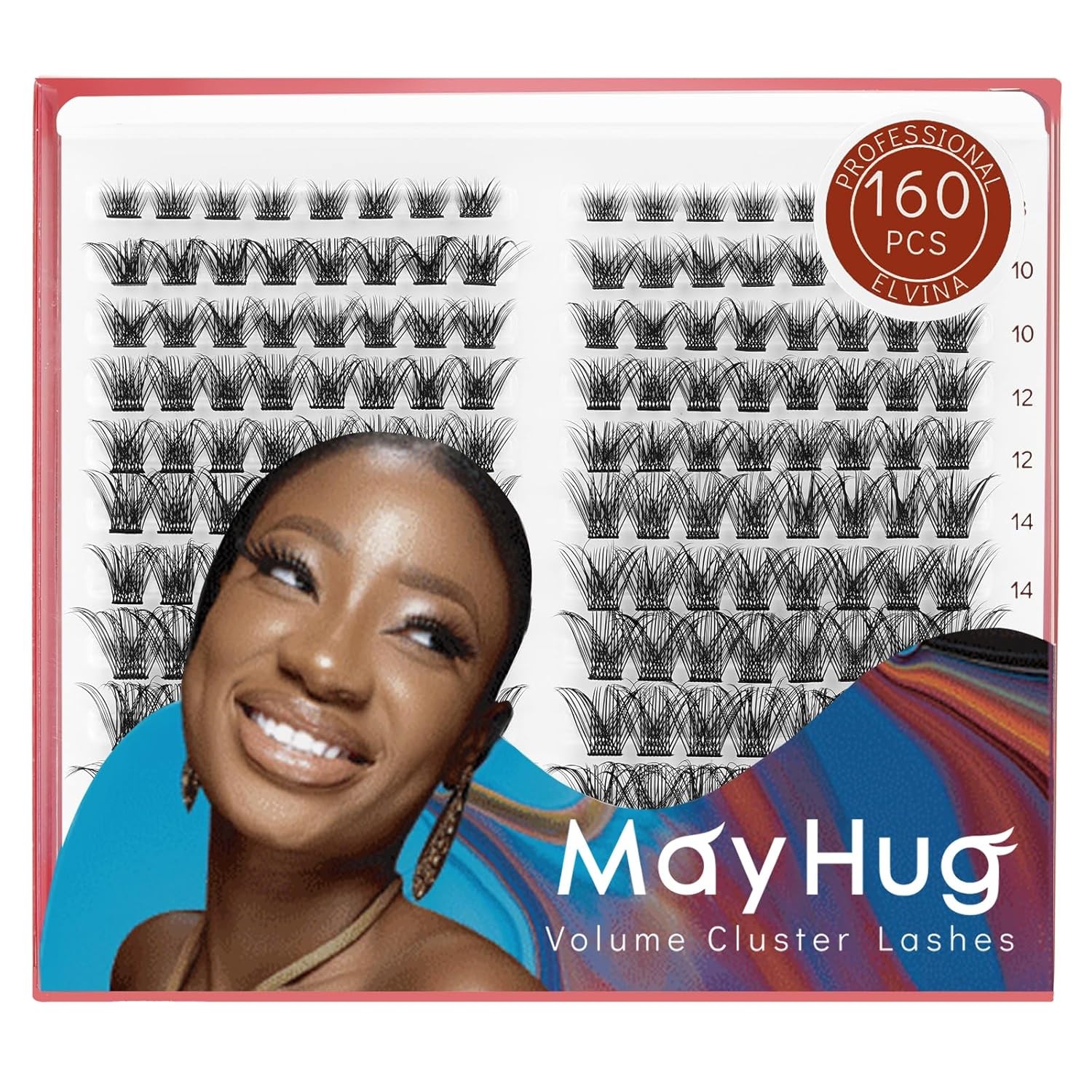 160pc DIY Lash Clusters - 8-18mm Mixed Lengths, D Curl, Reusable, Salon Effect