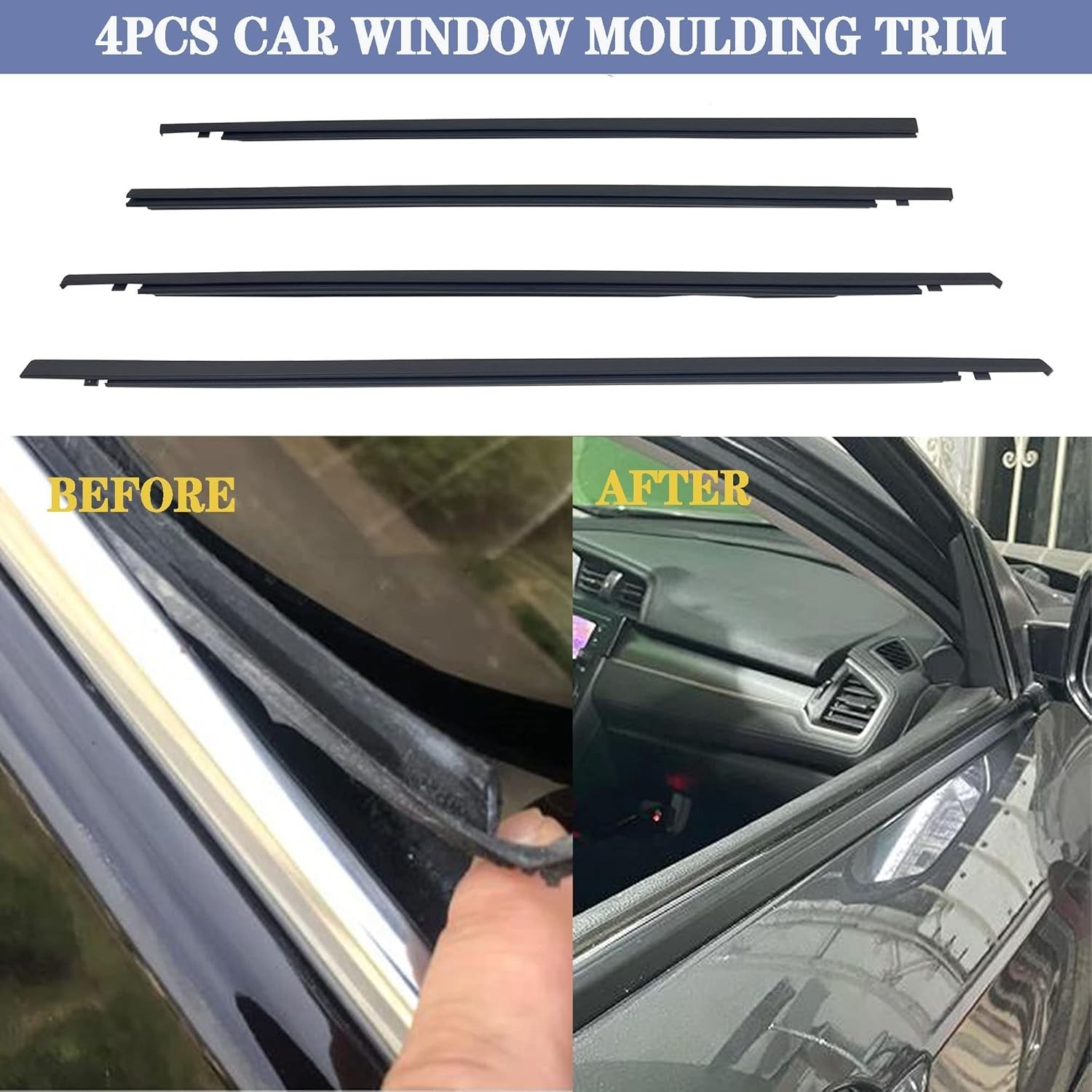 Window Weatherstrip Compatible with Honda Civic Hatchback 2016-2019 Replaces ...