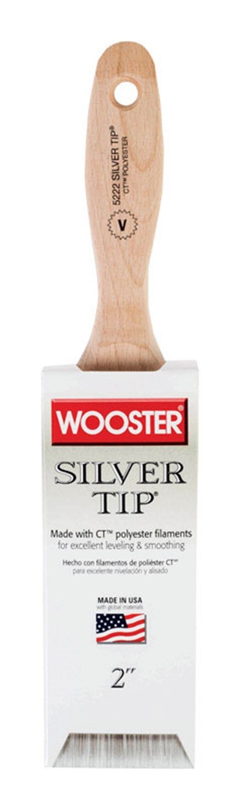 Wooster 5222-2 Birch Hardwood Handle Polyester Blend Flat Paint Brush 2 W in.