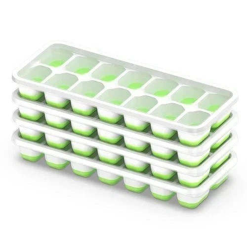 Ice Cube Tray with Lid, 4 Pack Durable Stackable Ice Cube Trays for Freezer with