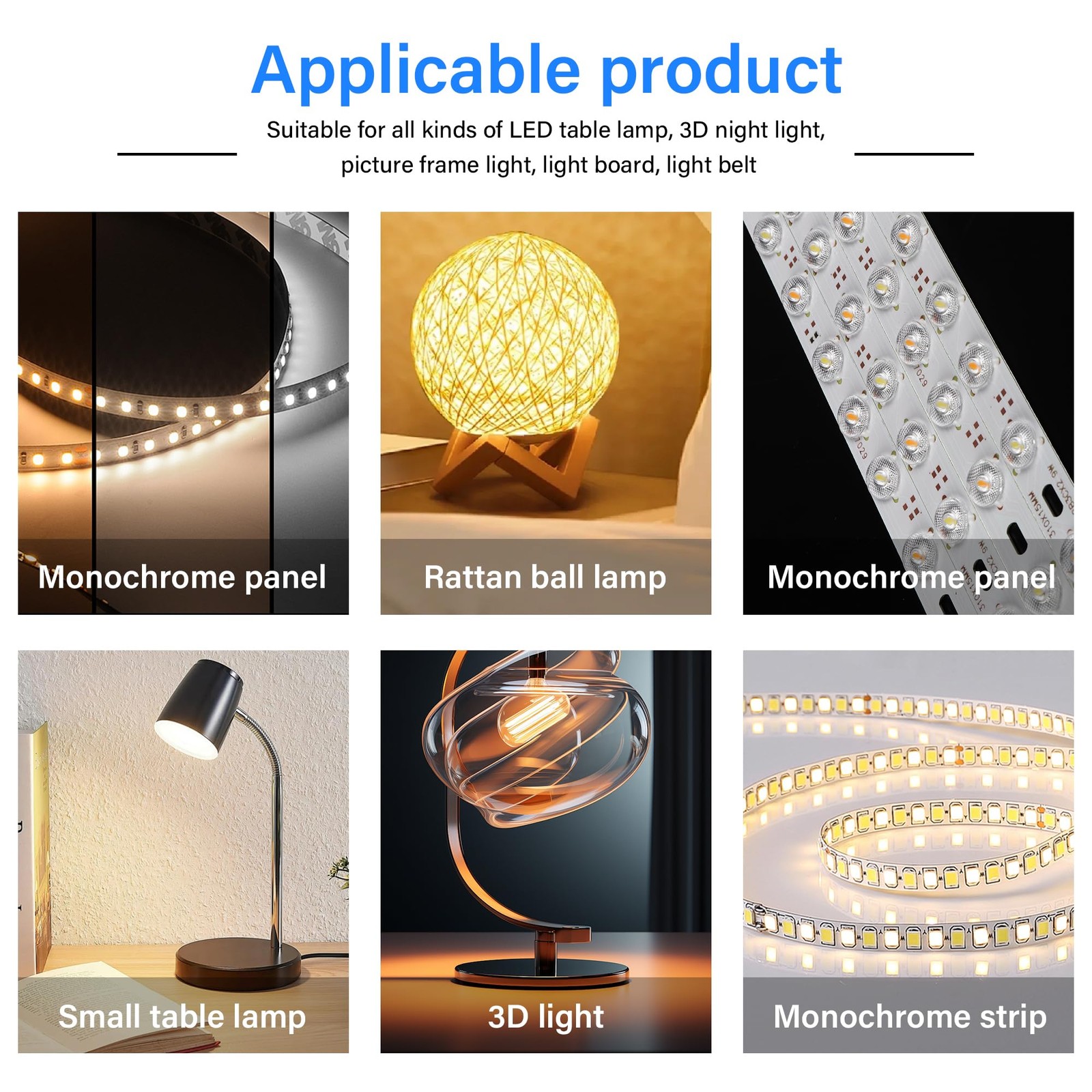 5Pcs USB Cable, 6-Speed Dimming Switch, Stripped Ends, 1.5M/4.9FT, White