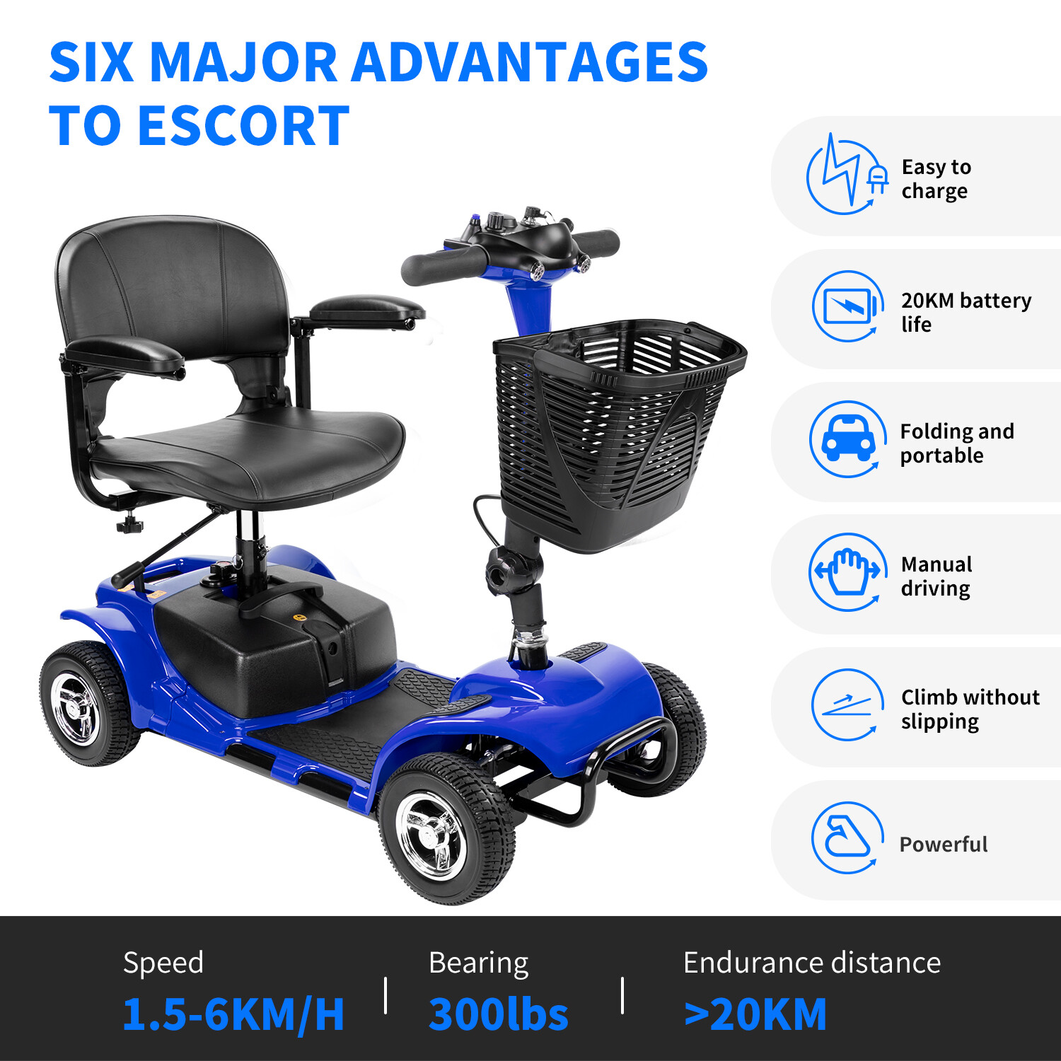 4 Wheels Mobility Scooter Power Heavy Duty Electric Wheelchairs For All Terrain
