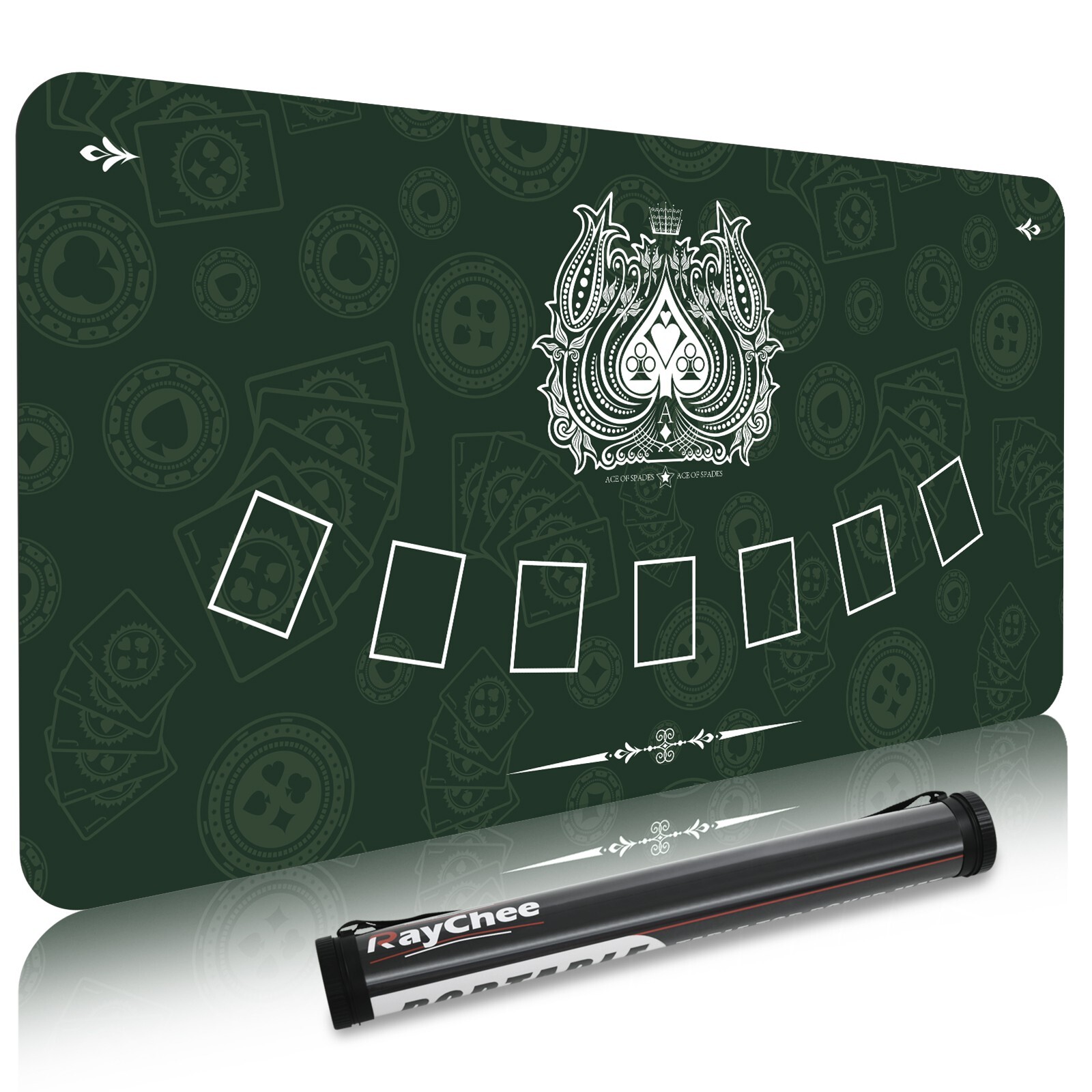 47"x24" Poker Mat Poker Table Top Portable Rubber Mat Texas Hold'em Casino Green