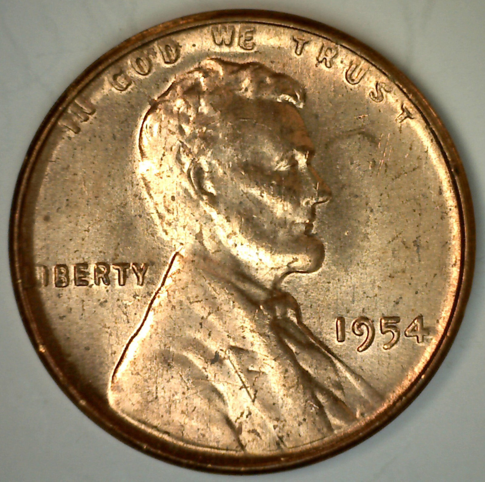 1954 Uncirculated Lincoln Wheat Cent Coin Nice Red Penny Philadelphia Mint 1c