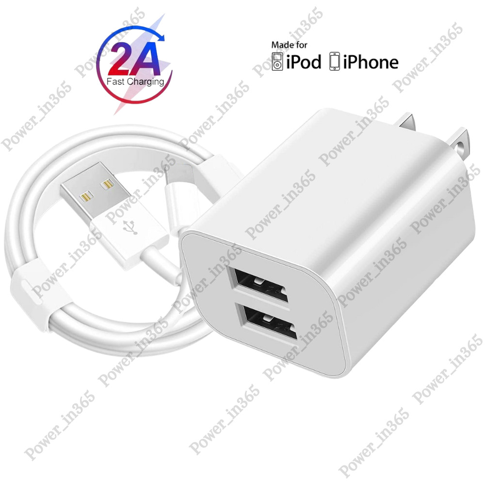 USB Fast Charger Block Dual Port Power Adapter Cube For iPhone 14 13 12 11 8 7 6