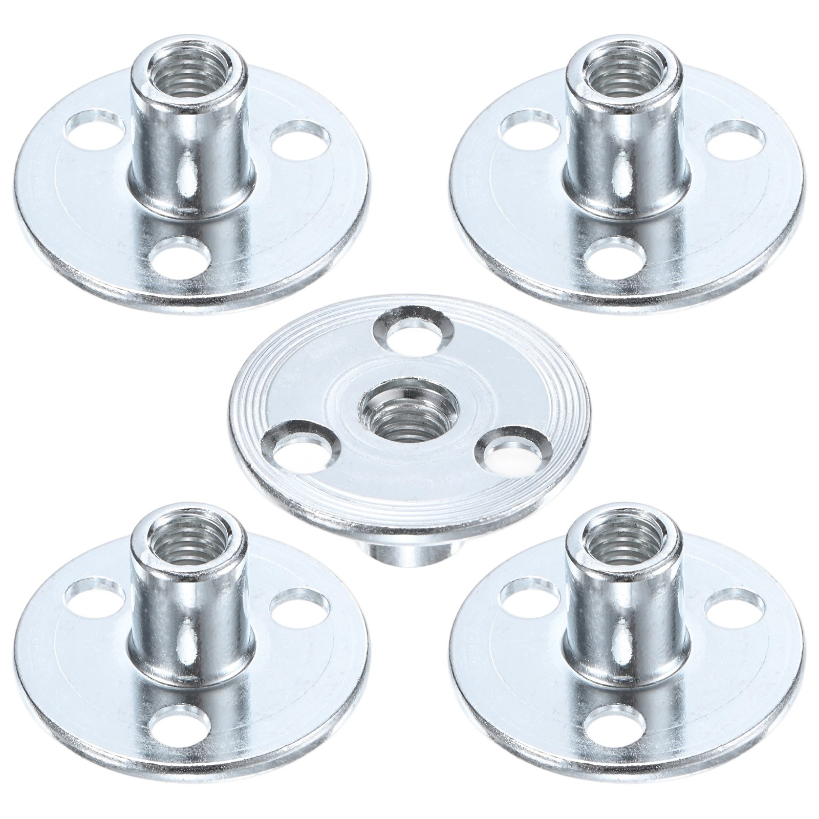 5-Pack M8x17mm T-Nuts Carbon Steel Tee Nut 3-Hole Round Base Weld Nuts Silver