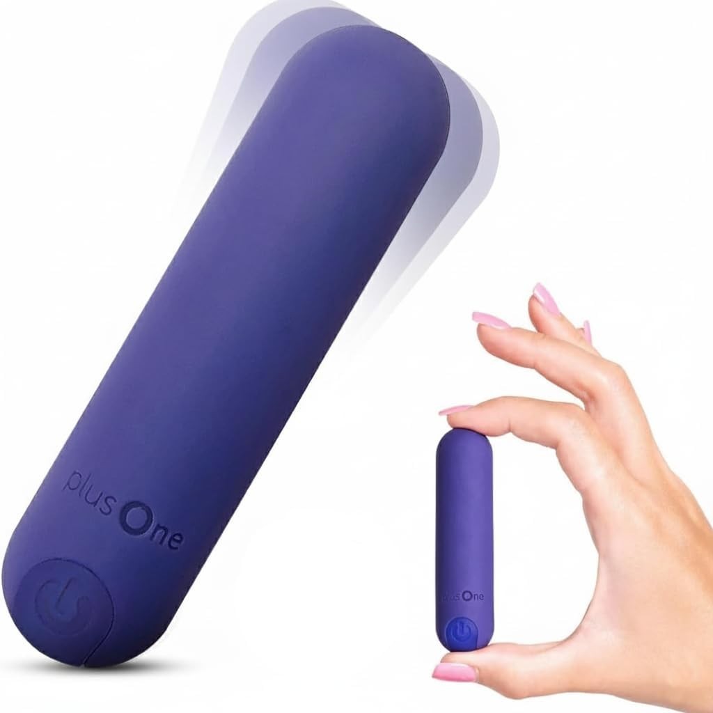 plusOne Vibrating Bullet Soft Touch Massager, 10 Vibration Settings, Waterproof