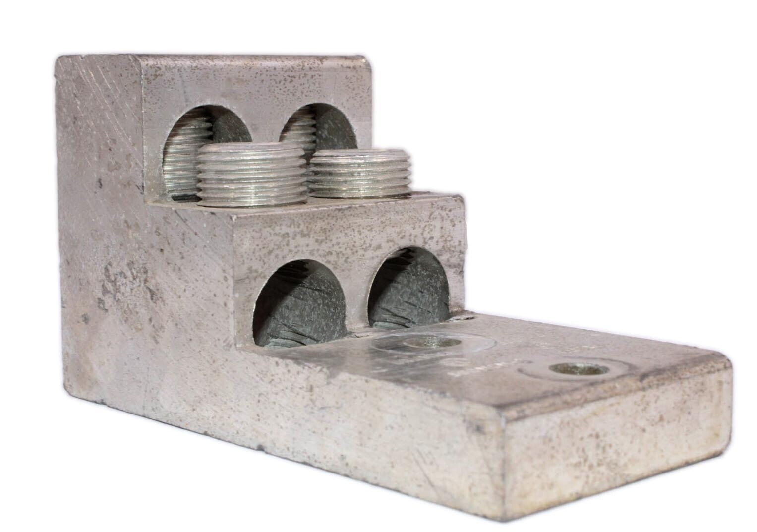 Brumall 600T‑4 Mechanical Lug 600MCM–#2 4‑Barrel 2‑Hole Aluminum Electro‑Tin