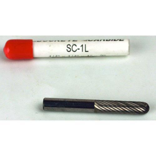 Carbide Burr (SC-1L) Cylindrical Ball Nose - Single Cut - 1/4 x 1/4 x 1 x 1 3/4
