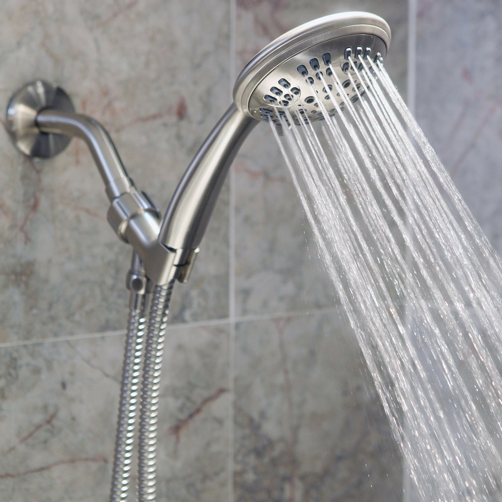 6 Function Handheld Shower Head Kit (Aqua Elegante) - Brushed Nickel - 2.5 GPM