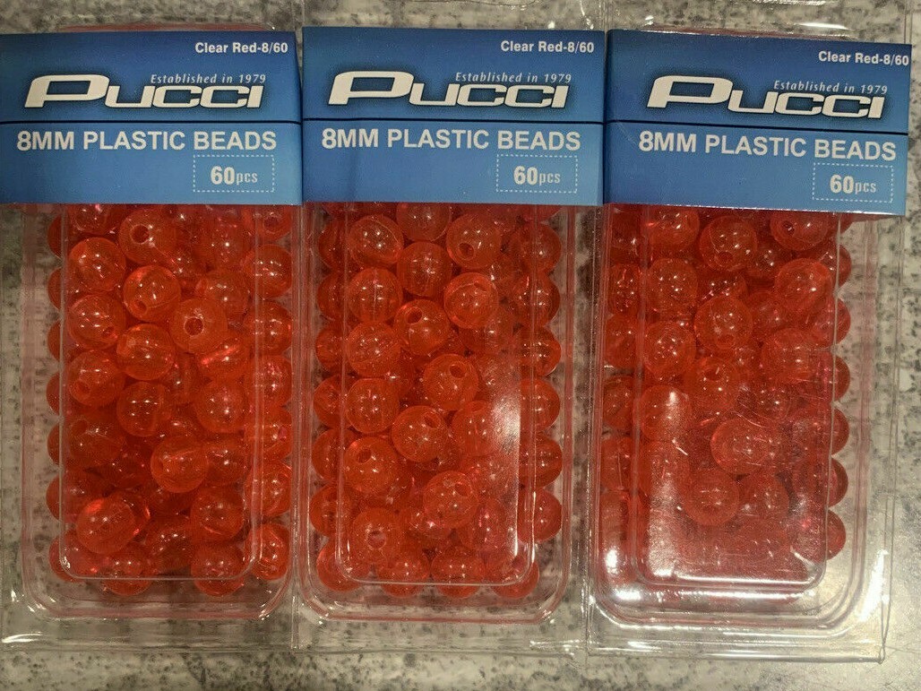 3 New Packs Pucci 8 MM Beads Clear Red