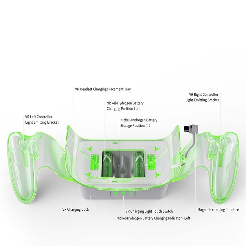 VR Headset LED Charging Dock Charger for Meta Quest 2/3/3S VR Controller Stand