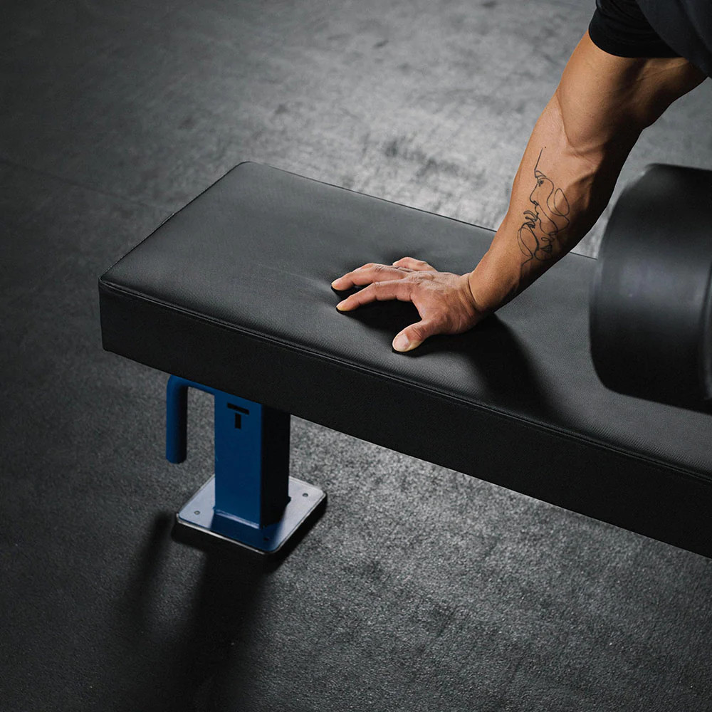 Titan Fitness TITAN Series Single Post Flat Bench, Rated 1,200 LB, Navy Finish