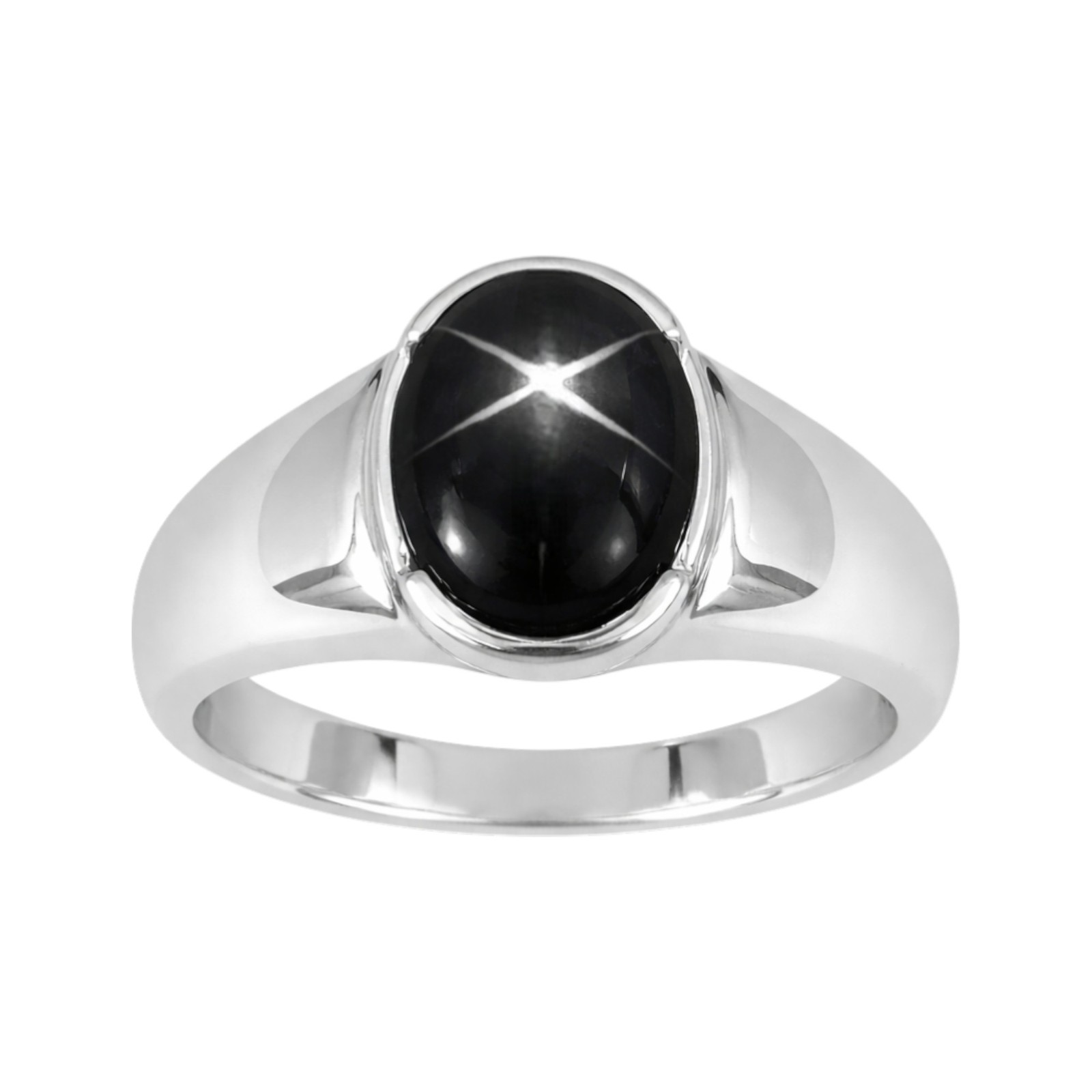 Black Star Sapphire Ring 925 Sterling Silver Solitaire Women's Ring
