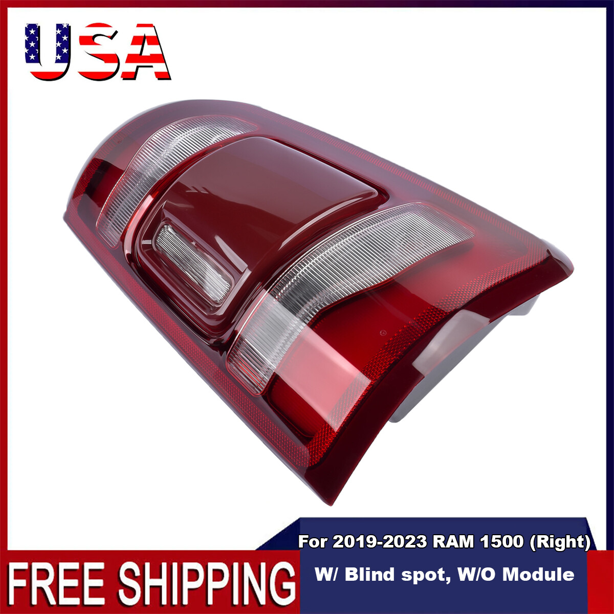 Right Tail Lights W/ Blind Spot For 2019-2024 Dodge Ram 1500 DT 68262530AH AB AF