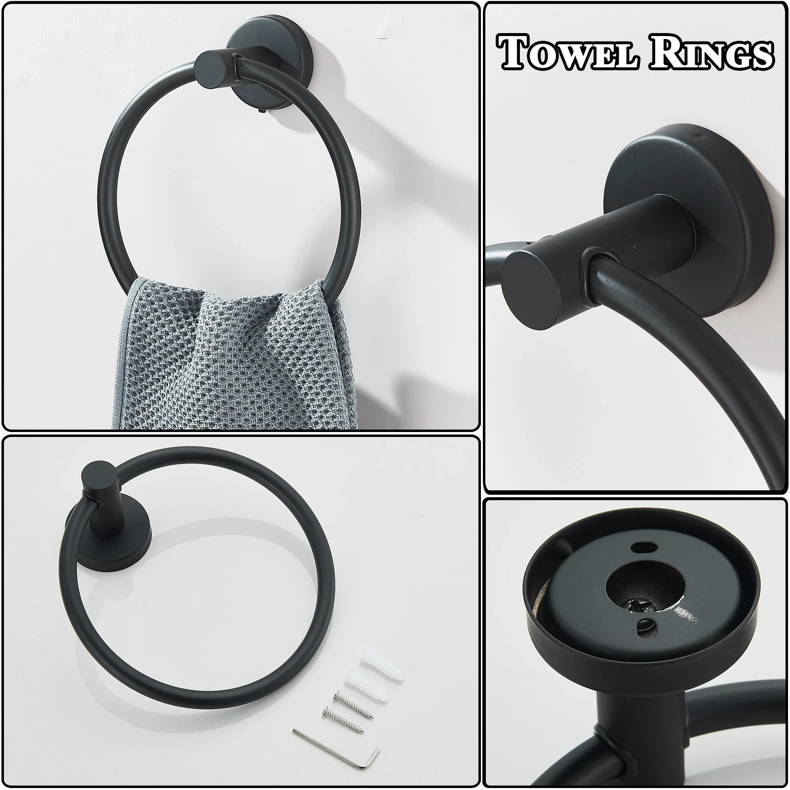 Matte Black 10-Piece Complete Bathroom Accessory Set Towel Bar & Hardware Kit