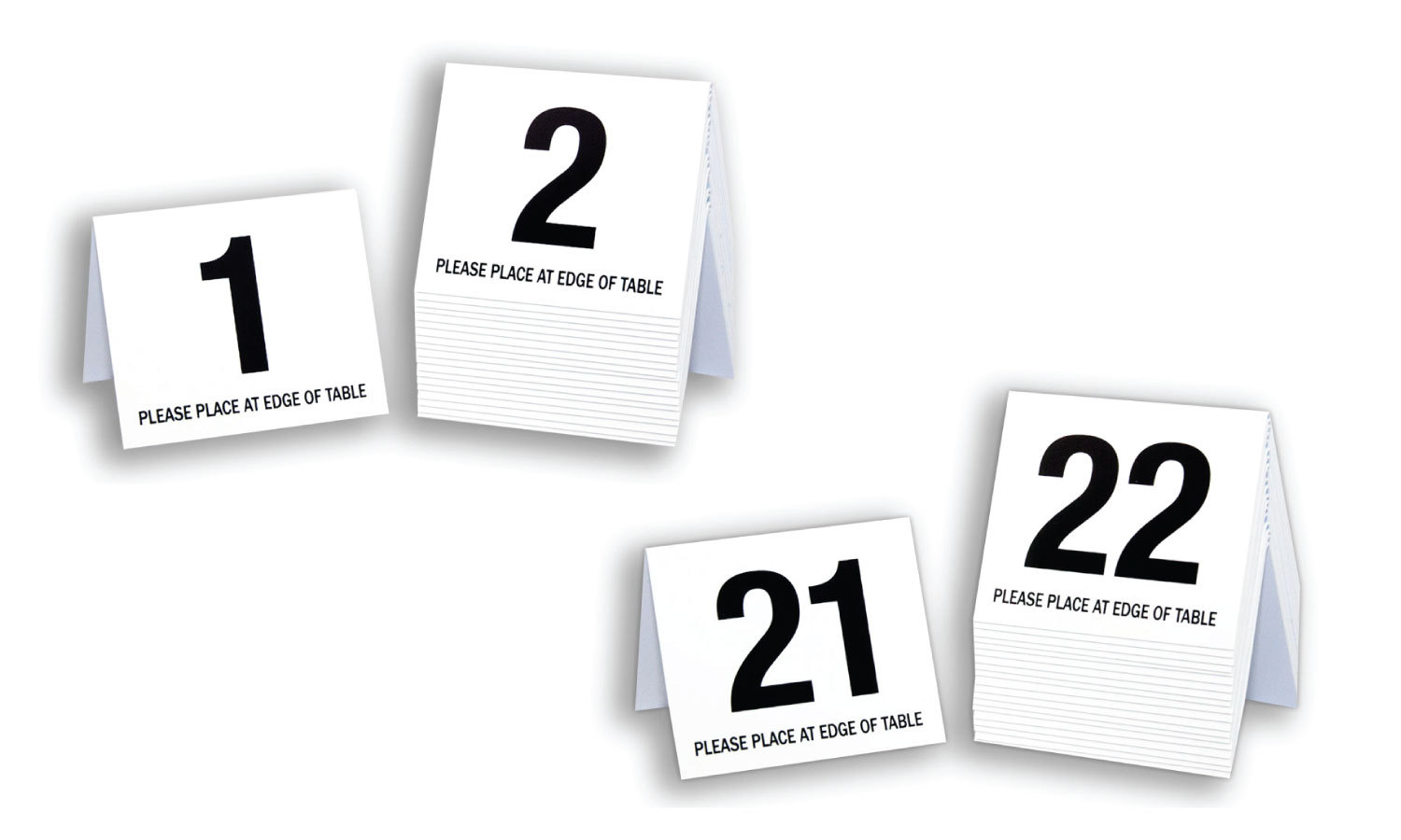 Restaurant Table Numbers 1-40, Plastic Tent Style, White w/ Black, Free Shipping