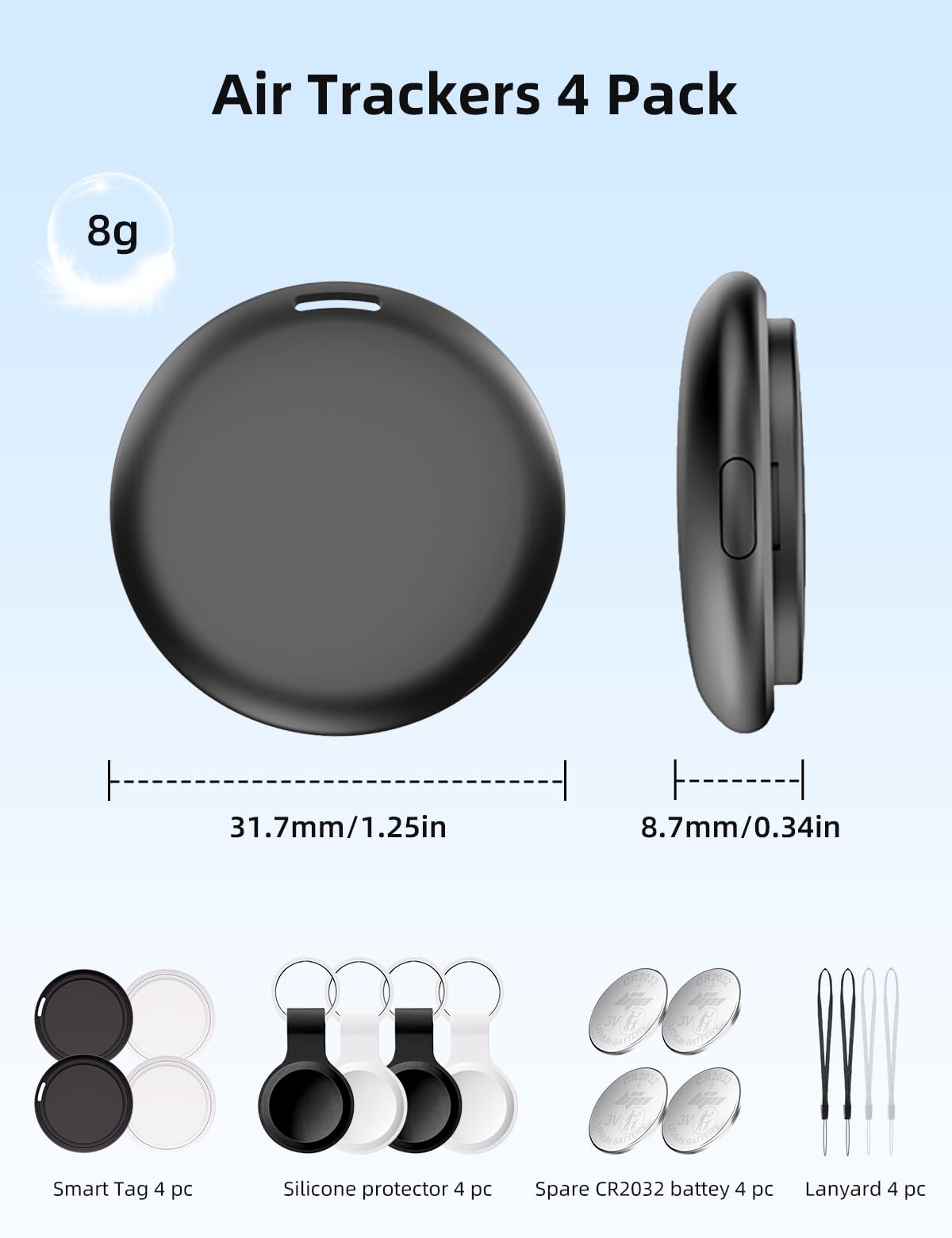 [Apple MFi Certified] Air Tracker Tags-4 Pack, Bluetooth Tracker Smart Tag, W...