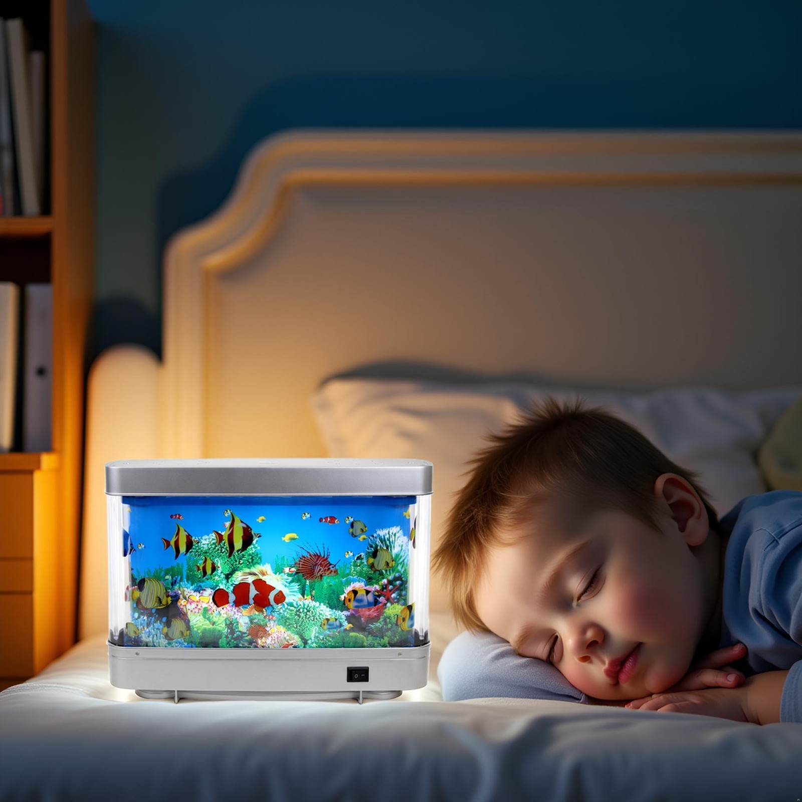 Sensory Artificial Aquarium Lamp – LED Virtual Fake Fish Tank with Moving Mar...