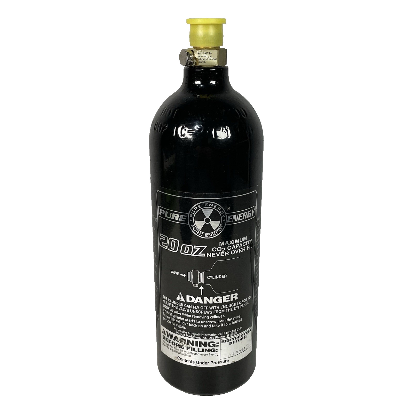 Pure Energy Brand Co2 Tank  20oz Paintball Tank - Original Cap Included