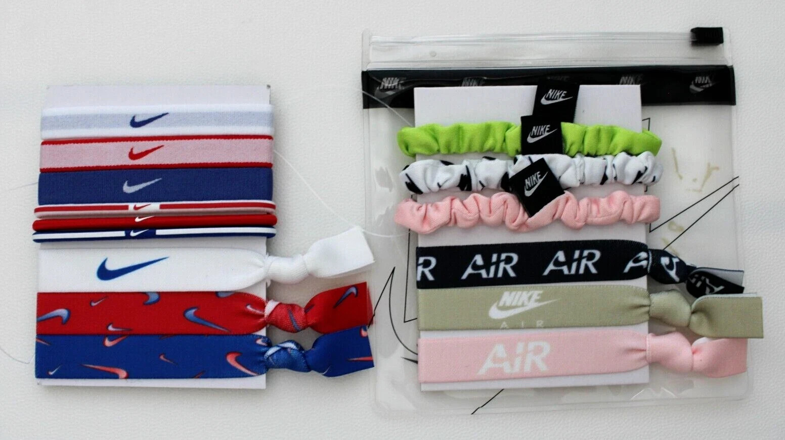 Nike Ponytail Holders Hairbands 9 Pack & 6 Pack  Atomic Green/White/Blue/Red