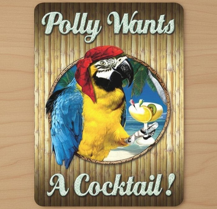 Polly Wants A Cocktail! 9.5 x 8 Mouse Pad With Rubber Backing Made In USA