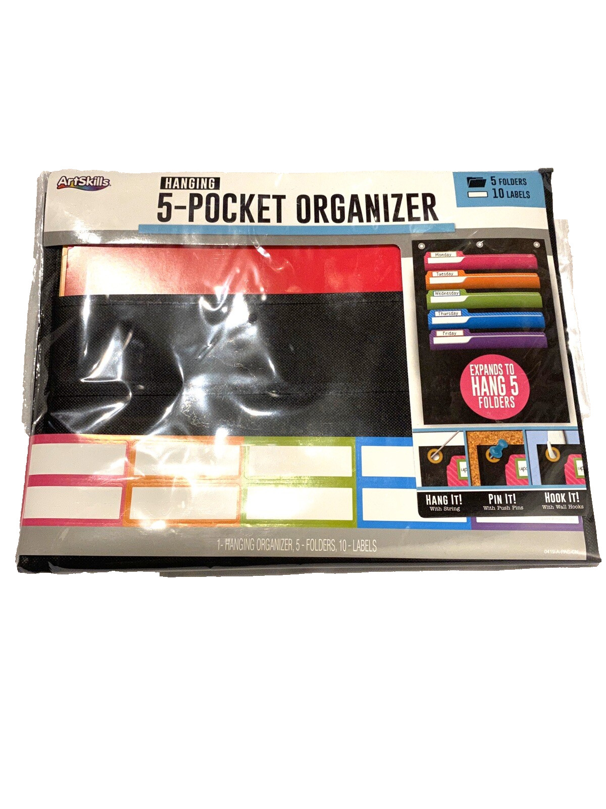 artskills hanging 5 pocket organizer with folders & labels