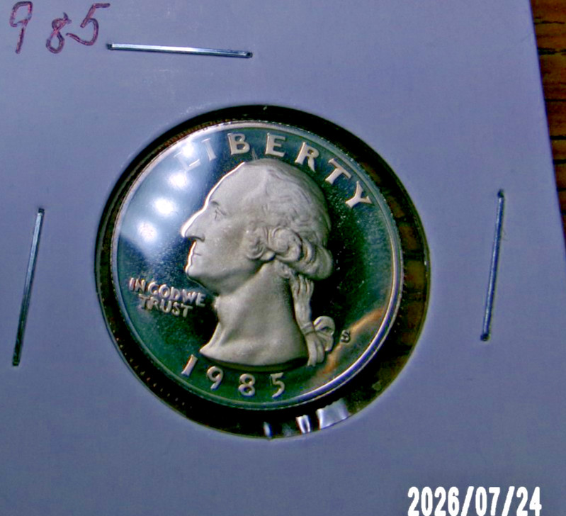 1985 S CLAD Proof Washington Quarter from Proof Set