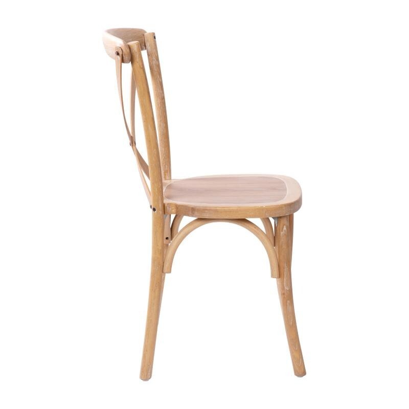 10 PACK Cross Back Driftwood Wood Restaurant Dining Chair - FREE SEAT CUSHIONS