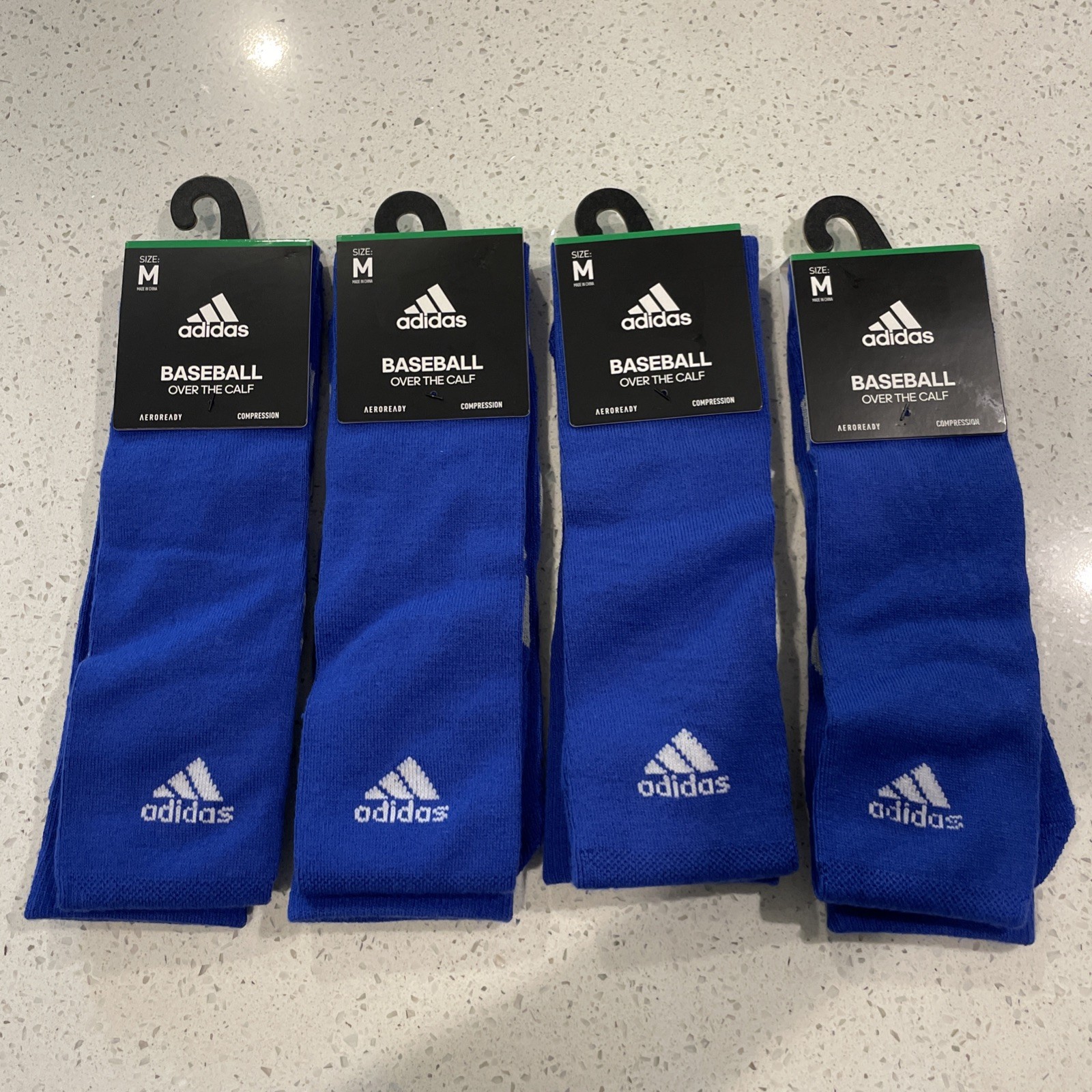 4 NEW Adidas Baseball Over The Calf Socks Unisex Medium Blue Compression Socks