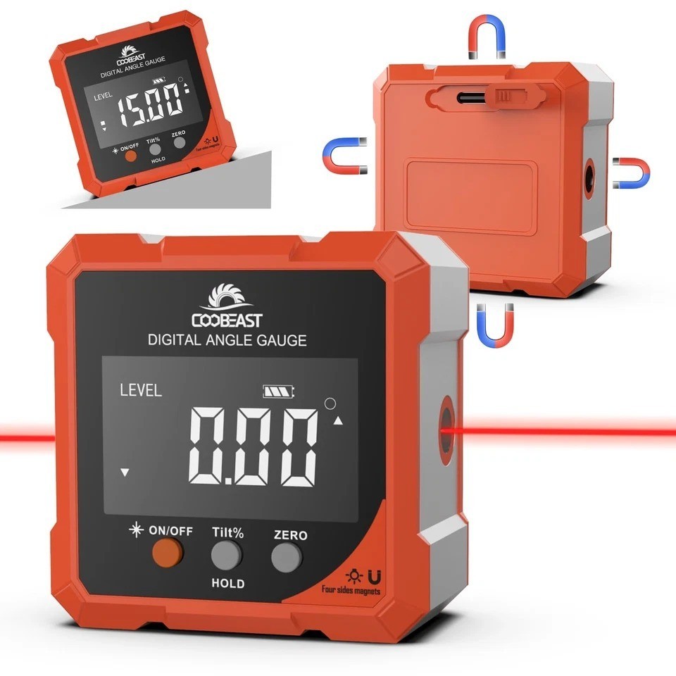 Digital Angle Finder Magnetic, Rechargeable Digital Angle Gauge, Mini Protractor
