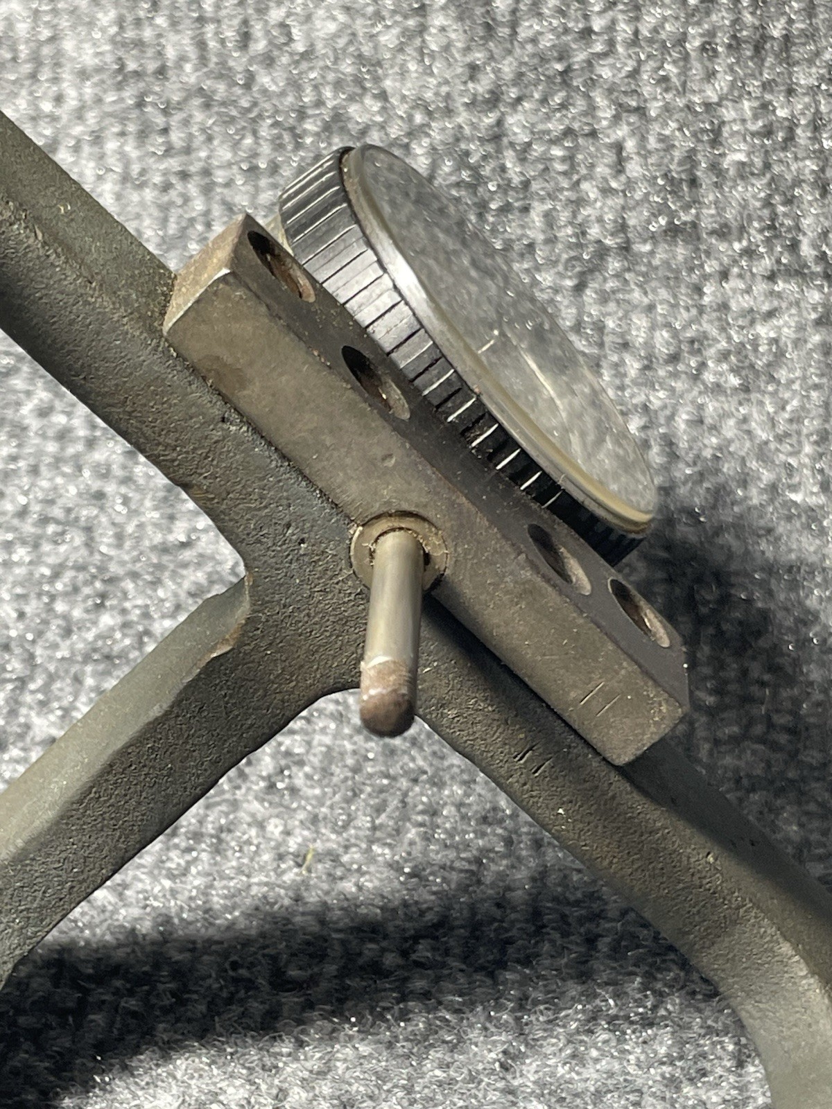 Mitutoyo No. 2416F Dial Indicator On Heavy Tripod Base (Note Rust)