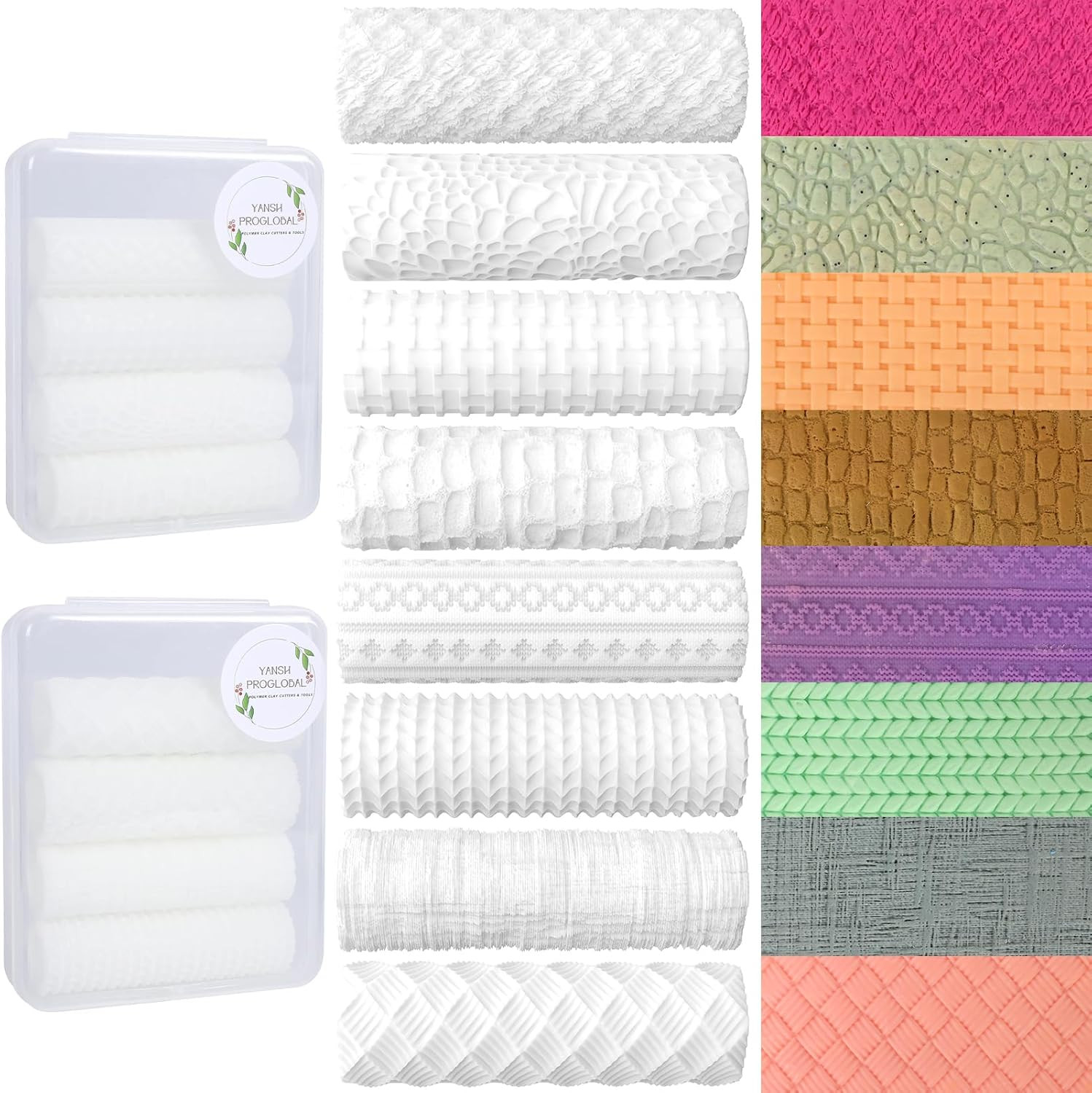 8 Pcs Polymer Clay Texture Roller, Texture Roller for Clay, Pottery Texture Roll