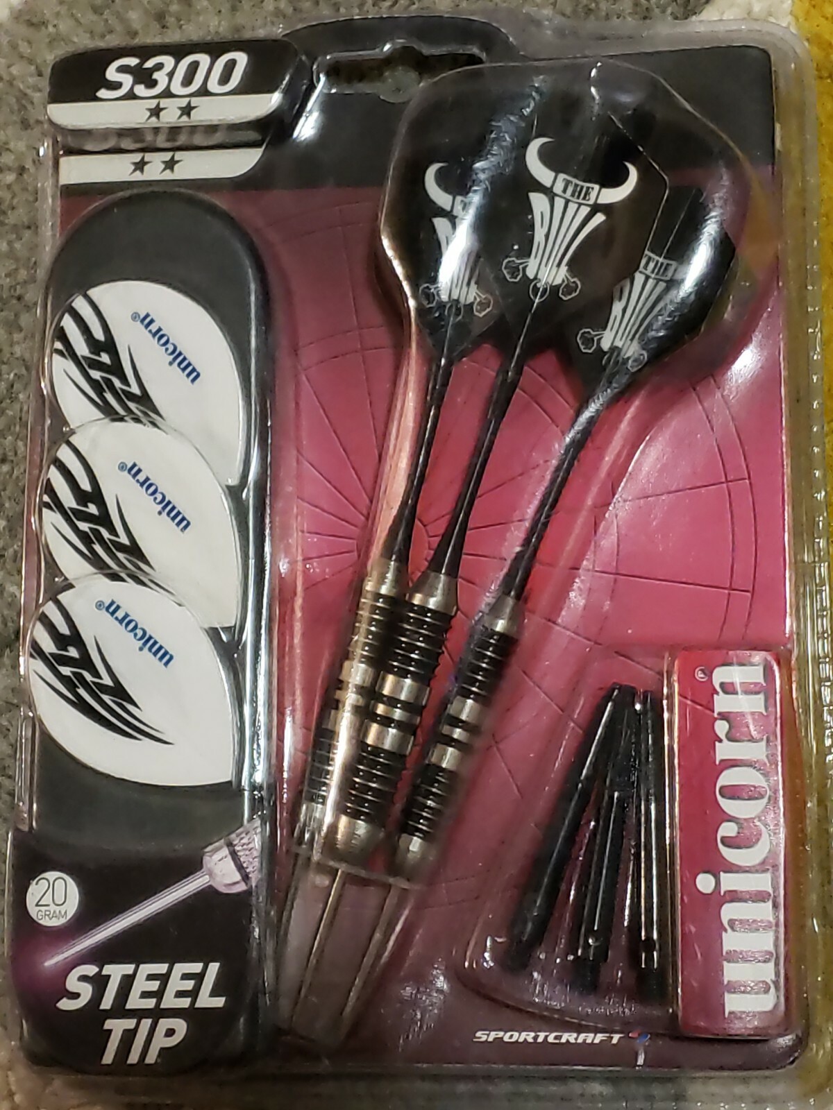 🔥🔥🔥 Unicorn S300 Metal Dart DARTS Kit 20 Gram Nickel Plated Steel Tip NEW