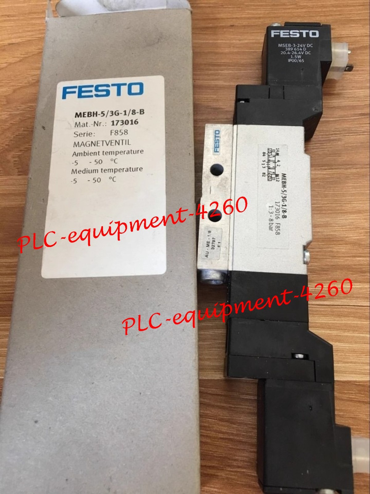 Brand New in Box FESTO MEBH-5/3G-1/8-B 173016 20.4-26.4VDC 1.5W Solenoid Valve