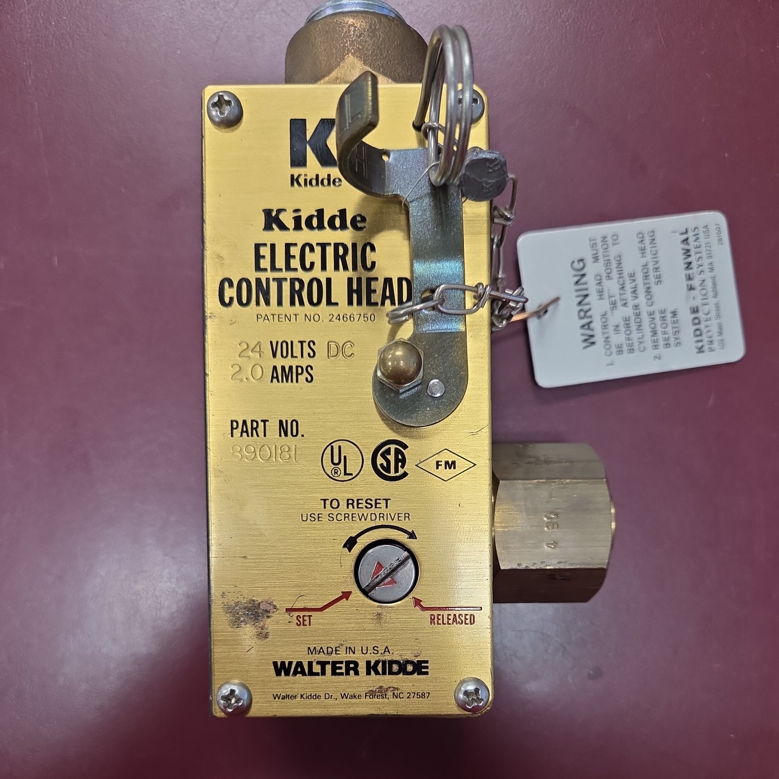 Kidde Fenwal 890181 Electric Control Head 24VDC