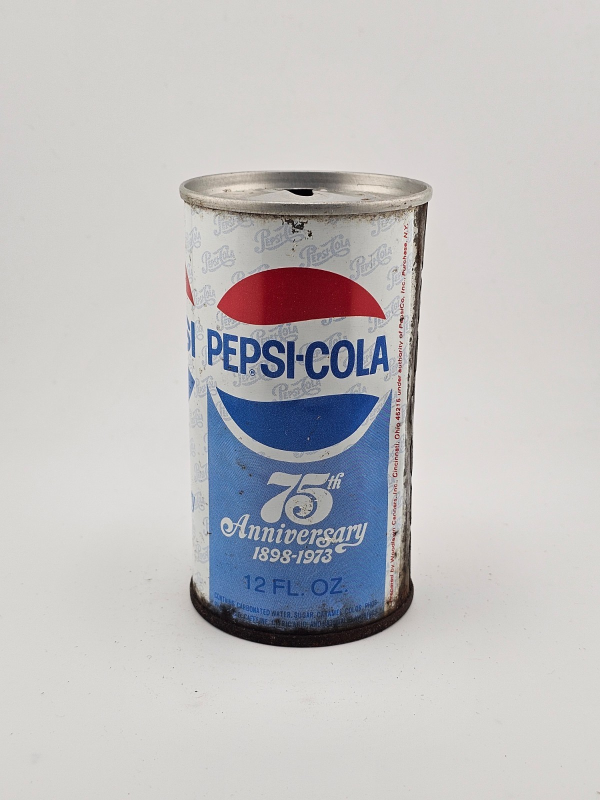 Vintage Steel Pull Tab Pepsi Cola 75th Anniversary 12 oz Empty Can