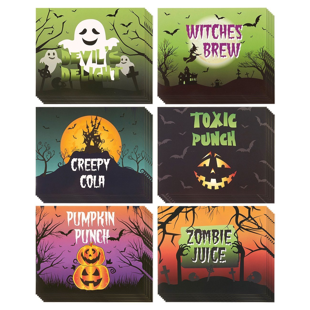 36 - Pop Soda Bottle Labels Stickers - Creepy Halloween Party Fun