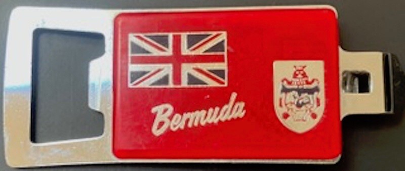 Rare Vintage Bermuda Souvenir Red Enamel & Metal Beer, Soda Bottle Opener